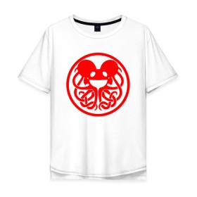 Мужская футболка хлопок Oversize с принтом DEADMAU5 x FORTNITE в Тюмени, 100% хлопок | свободный крой, круглый ворот, “спинка” длиннее передней части | deadmau5 | deadmaus | dj | dj deadmau5 | electro | fortnite | music | дэдмау5 | фортнайт deadmau5
