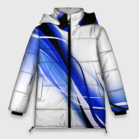 Женская зимняя куртка 3D с принтом GEOMETRY STRIPES BLUE в Тюмени, верх — 100% полиэстер; подкладка — 100% полиэстер; утеплитель — 100% полиэстер | длина ниже бедра, силуэт Оверсайз. Есть воротник-стойка, отстегивающийся капюшон и ветрозащитная планка. 

Боковые карманы с листочкой на кнопках и внутренний карман на молнии | abstraction | geometry | hexagon | neon | paints | stripes | texture | triangle | абстракция | брызги | геометрия | краски | неон | неоновый | соты | текстура