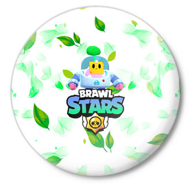 Значок с принтом Sprout Brawl Stars в Тюмени,  металл | круглая форма, металлическая застежка в виде булавки | Тематика изображения на принте: brawl | brawl stars | sprout | бравл | бравл старс | росток | спраут | спраут brawl stars | спроут