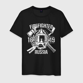 Мужская футболка хлопок с принтом FIREFIGHTER RUSSIA в Тюмени, 100% хлопок | прямой крой, круглый вырез горловины, длина до линии бедер, слегка спущенное плечо. | 112 | 23 февраля | 27 декабря | firefighter | герб | гкчс | знак | лого | логотип | мчс | мчс россии | мчсник | пожарная охрана | пожарник | пожарный | пч | россии | рф | символ | ситуац | служба | спасатель