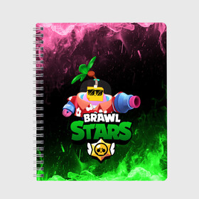 Тетрадь с принтом СПРАУТ BRAWL STARS в Тюмени, 100% бумага | 48 листов, плотность листов — 60 г/м2, плотность картонной обложки — 250 г/м2. Листы скреплены сбоку удобной пружинной спиралью. Уголки страниц и обложки скругленные. Цвет линий — светло-серый
 | Тематика изображения на принте: brawl | brawl stars | brawl stars sprout | clash | sprout | tropical sprout | бравл старс | игра | мобильные игры | спраут | тропический спрут