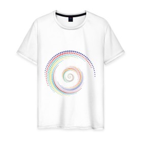 Мужская футболка хлопок с принтом Обман зрения в Тюмени, 100% хлопок | прямой крой, круглый вырез горловины, длина до линии бедер, слегка спущенное плечо. | водоворот | вортекс | зрения | иллюзия | картинки | обман | оптическая | позитив | прикольные | радуга | циклон