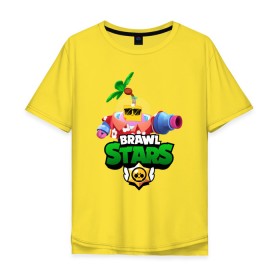 Мужская футболка хлопок Oversize с принтом СПРУТ BRAWL STARS в Тюмени, 100% хлопок | свободный крой, круглый ворот, “спинка” длиннее передней части | Тематика изображения на принте: brawl | brawl stars | brawl stars sprout | clash | sprout | tropical sprout | бравл старс | игра | мобильные игры | спраут | тропический спрут