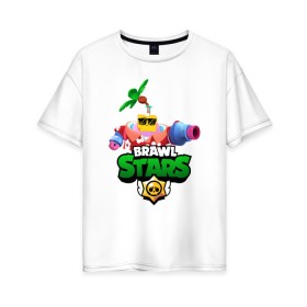 Женская футболка хлопок Oversize с принтом СПРУТ BRAWL STARS в Тюмени, 100% хлопок | свободный крой, круглый ворот, спущенный рукав, длина до линии бедер
 | brawl | brawl stars | brawl stars sprout | clash | sprout | tropical sprout | бравл старс | игра | мобильные игры | спраут | тропический спрут