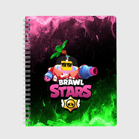 Тетрадь с принтом СПРАУТ BRAWL STARS в Тюмени, 100% бумага | 48 листов, плотность листов — 60 г/м2, плотность картонной обложки — 250 г/м2. Листы скреплены сбоку удобной пружинной спиралью. Уголки страниц и обложки скругленные. Цвет линий — светло-серый
 | brawl | brawl stars | brawl stars sprout | clash | sprout | tropical sprout | бравл старс | игра | мобильные игры | спраут | тропический спрут