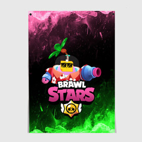 Постер с принтом СПРАУТ BRAWL STARS в Тюмени, 100% бумага
 | бумага, плотность 150 мг. Матовая, но за счет высокого коэффициента гладкости имеет небольшой блеск и дает на свету блики, но в отличии от глянцевой бумаги не покрыта лаком | brawl | brawl stars | brawl stars sprout | clash | sprout | tropical sprout | бравл старс | игра | мобильные игры | спраут | тропический спрут