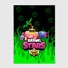 Постер с принтом СПРАУТ BRAWL STARS в Тюмени, 100% бумага
 | бумага, плотность 150 мг. Матовая, но за счет высокого коэффициента гладкости имеет небольшой блеск и дает на свету блики, но в отличии от глянцевой бумаги не покрыта лаком | brawl | brawl stars | brawl stars sprout | clash | sprout | tropical sprout | бравл старс | игра | мобильные игры | спраут | тропический спрут