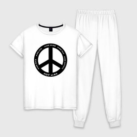 Женская пижама хлопок с принтом Pacific в Тюмени, 100% хлопок | брюки и футболка прямого кроя, без карманов, на брюках мягкая резинка на поясе и по низу штанин | hippie | love | pacific | peace | любовь | мир | пацифик | хиппи
