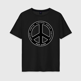 Женская футболка хлопок Oversize с принтом Pacific в Тюмени, 100% хлопок | свободный крой, круглый ворот, спущенный рукав, длина до линии бедер
 | Тематика изображения на принте: hippie | love | pacific | peace | любовь | мир | пацифик | хиппи