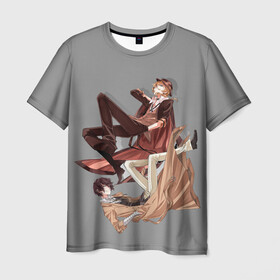 Мужская футболка 3D с принтом Дазай и Чуя в Тюмени, 100% полиэфир | прямой крой, круглый вырез горловины, длина до линии бедер | bungou stray dogs | аниме | великие из бродячих псов | дазай и чуя