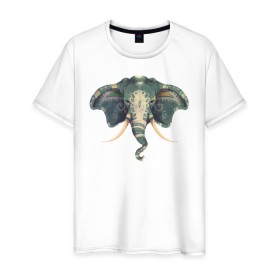 Мужская футболка хлопок с принтом Elephant в Тюмени, 100% хлопок | прямой крой, круглый вырез горловины, длина до линии бедер, слегка спущенное плечо. | art | elephant | арт | слон