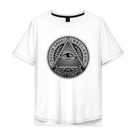 Мужская футболка хлопок Oversize с принтом Eye в Тюмени, 100% хлопок | свободный крой, круглый ворот, “спинка” длиннее передней части | Тематика изображения на принте: eye | всевидящее око | массоны
