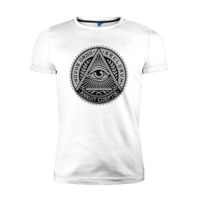 Мужская футболка премиум с принтом Eye в Тюмени, 92% хлопок, 8% лайкра | приталенный силуэт, круглый вырез ворота, длина до линии бедра, короткий рукав | eye | всевидящее око | массоны
