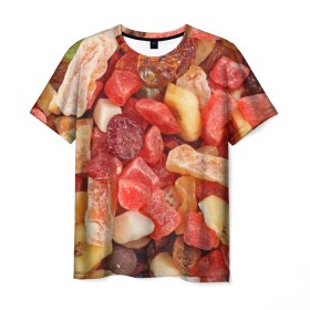 Мужская футболка 3D с принтом Цукаты в Тюмени, 100% полиэфир | прямой крой, круглый вырез горловины, длина до линии бедер | высушенные | плоды | ягоды