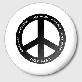 Значок с принтом Pacific в Тюмени,  металл | круглая форма, металлическая застежка в виде булавки | Тематика изображения на принте: hippie | love | pacific | peace | любовь | мир | надпись | пацифик | текст | фраза | хиппи