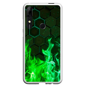 Чехол для Honor P Smart Z с принтом Fire в Тюмени, Силикон | Область печати: задняя сторона чехла, без боковых панелей | Тематика изображения на принте: fire | psicodelic | абстрактный | абстракция | зелёный | зеленый огонь | калейдоскоп | огонь | пламя | пламя космос | психоделика | радужный | разводы красок | северное сияние | фракталы