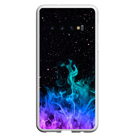 Чехол для Samsung Galaxy S10 с принтом Перламутровый огонь в Тюмени, Силикон | Область печати: задняя сторона чехла, без боковых панелей | Тематика изображения на принте: fire | space | звездное небо | звезды | космос | костер | огонь | огонь в небе | перламутр | перламутровый | пламя | пламя космос | северное сияние | синее пламя | синий огонь