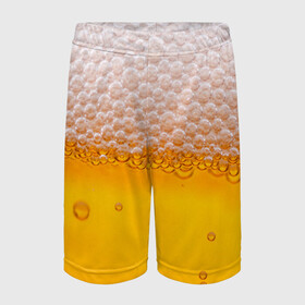 Детские спортивные шорты 3D с принтом ЖИВОЕ ПЕННОЕ в Тюмени,  100% полиэстер
 | пояс оформлен широкой мягкой резинкой, ткань тянется
 | Тематика изображения на принте: beer | бир | напитки | пенное