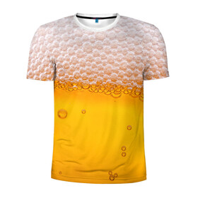 Мужская футболка 3D спортивная с принтом ЖИВОЕ ПЕННОЕ в Тюмени, 100% полиэстер с улучшенными характеристиками | приталенный силуэт, круглая горловина, широкие плечи, сужается к линии бедра | beer | бир | напитки | пенное