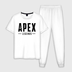 Мужская пижама хлопок с принтом APEX LEGENDS (НА СПИНЕ) в Тюмени, 100% хлопок | брюки и футболка прямого кроя, без карманов, на брюках мягкая резинка на поясе и по низу штанин
 | apex | apex legends | battle | battle royal | bloodhound | titanfall | wraith | апекс | апекс легендс | батл рояль | битва | война | каустик | королевская битва