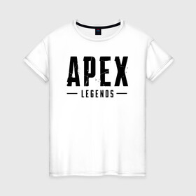 Женская футболка хлопок с принтом APEX LEGENDS (НА СПИНЕ) в Тюмени, 100% хлопок | прямой крой, круглый вырез горловины, длина до линии бедер, слегка спущенное плечо | apex | apex legends | battle | battle royal | bloodhound | titanfall | wraith | апекс | апекс легендс | батл рояль | битва | война | каустик | королевская битва