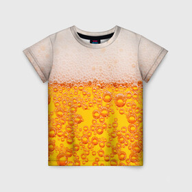 Детская футболка 3D с принтом ПИВО в Тюмени, 100% гипоаллергенный полиэфир | прямой крой, круглый вырез горловины, длина до линии бедер, чуть спущенное плечо, ткань немного тянется | Тематика изображения на принте: beer | textures | бир | напитки | пенное | текстуры | фон