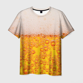 Мужская футболка 3D с принтом ПИВО в Тюмени, 100% полиэфир | прямой крой, круглый вырез горловины, длина до линии бедер | beer | textures | бир | напитки | пенное | текстуры | фон