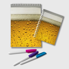 Блокнот с принтом ПИВО в Тюмени, 100% бумага | 48 листов, плотность листов — 60 г/м2, плотность картонной обложки — 250 г/м2. Листы скреплены удобной пружинной спиралью. Цвет линий — светло-серый
 | beer | textures | бир | напитки | пенное | текстуры | фон