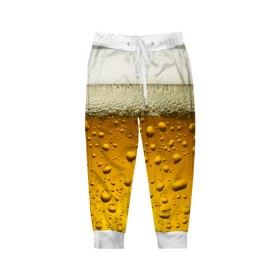 Детские брюки 3D с принтом ПИВО в Тюмени, 100% полиэстер | манжеты по низу, эластичный пояс регулируется шнурком, по бокам два кармана без застежек, внутренняя часть кармана из мелкой сетки | beer | textures | бир | напитки | пенное | текстуры | фон