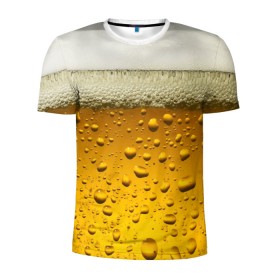 Мужская футболка 3D спортивная с принтом ПИВО в Тюмени, 100% полиэстер с улучшенными характеристиками | приталенный силуэт, круглая горловина, широкие плечи, сужается к линии бедра | beer | textures | бир | напитки | пенное | текстуры | фон