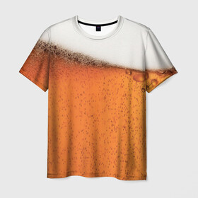 Мужская футболка 3D с принтом ПИВО! в Тюмени, 100% полиэфир | прямой крой, круглый вырез горловины, длина до линии бедер | beer | textures | бир | напитки | пенное | текстуры | фон