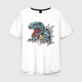 Мужская футболка хлопок Oversize с принтом Годзилла в Тюмени, 100% хлопок | свободный крой, круглый ворот, “спинка” длиннее передней части | godzilla | годзила | годзилла | дракон | животные | зверь | рисунок | хищник