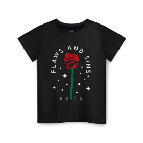 Детская футболка хлопок с принтом PYTN X ROSE (НА СПИНЕ). в Тюмени, 100% хлопок | круглый вырез горловины, полуприлегающий силуэт, длина до линии бедер | payton | payton moormeie | pytn | rose | блогер | знаменитость | пейтон | пейтон моормиер | тиктоенр