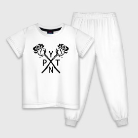 Детская пижама хлопок с принтом PYTN X ROSE. в Тюмени, 100% хлопок |  брюки и футболка прямого кроя, без карманов, на брюках мягкая резинка на поясе и по низу штанин
 | payton | payton moormeie | pytn | rose | блогер | знаменитость | пейтон | пейтон моормиер | тиктоенр