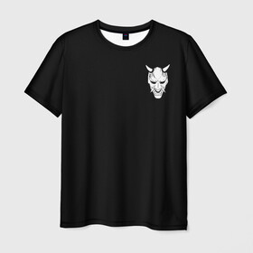 Мужская футболка 3D с принтом Демон Они (Принт на спине) в Тюмени, 100% полиэфир | прямой крой, круглый вырез горловины, длина до линии бедер | cyberpunk | demon | japan | kyoto | oni | tokyo | аниме | демон | киберпанк | маска | они | стиль | ханья | япония | японский