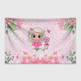 Флаг-баннер с принтом Маленькая принцесса в Тюмени, 100% полиэстер | размер 67 х 109 см, плотность ткани — 95 г/м2; по краям флага есть четыре люверса для крепления | Тематика изображения на принте: бабочка | девочка | девочке | маленькая | милая | сердечки | цветочки