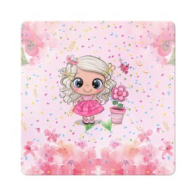 Магнит виниловый Квадрат с принтом Маленькая принцесса в Тюмени, полимерный материал с магнитным слоем | размер 9*9 см, закругленные углы | бабочка | девочка | девочке | маленькая | милая | сердечки | цветочки