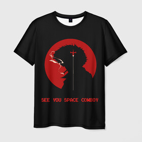 Мужская футболка 3D с принтом Ковбой Бибоп в Тюмени, 100% полиэфир | прямой крой, круглый вырез горловины, длина до линии бедер | bebop | cowboy | japan | spiegel | spike | аниме | бибоп | ковбой | спайк | стиль | шпигель | япония | японский