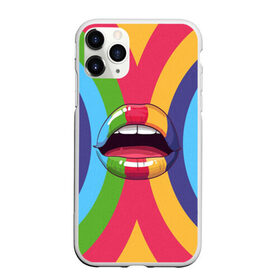 Чехол для iPhone 11 Pro Max матовый с принтом Радужные губы в Тюмени, Силикон |  | Тематика изображения на принте: вписка | губы | зубы | клуб | пафос | пафосная | поцелуй | радуга | радужно | рот | сочность | сочные | туса | тусовка | улыбка | язык
