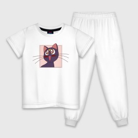 Детская пижама хлопок с принтом Luna, Sailor Moon в Тюмени, 100% хлопок |  брюки и футболка прямого кроя, без карманов, на брюках мягкая резинка на поясе и по низу штанин
 | 90s | cat | cute | kawaii | kitty | luna | sailor moon | usagi tsukino | аниме | каваии | кавай | кот | котики | луна | манга | марс | меркурий | милота | сейлор | сейлор мун | усаги цукино