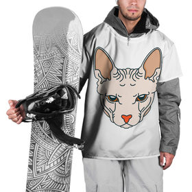 Накидка на куртку 3D с принтом Сфинкс в Тюмени, 100% полиэстер |  | арт | животные | картинка | лысая кошка | лысый кот | мультяшный принт | нарисованная кошка | нарисованный кот | принт | рисунок | сфинкс