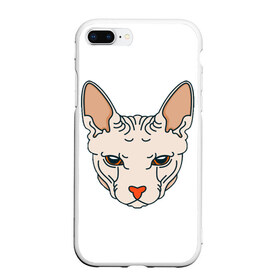 Чехол для iPhone 7Plus/8 Plus матовый с принтом Сфинкс в Тюмени, Силикон | Область печати: задняя сторона чехла, без боковых панелей | арт | животные | картинка | лысая кошка | лысый кот | мультяшный принт | нарисованная кошка | нарисованный кот | принт | рисунок | сфинкс