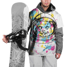 Накидка на куртку 3D с принтом Кот в скафандре в Тюмени, 100% полиэстер |  | арт | в космосе | животные | картинка | кляксы | космос | кот | кошка | принт | рисунок | скафандр | цветное