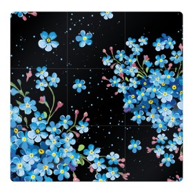 Магнитный плакат 3Х3 с принтом НЕЗАБУДКИ в Тюмени, Полимерный материал с магнитным слоем | 9 деталей размером 9*9 см | букет | весна | лето | незабудки | цветы