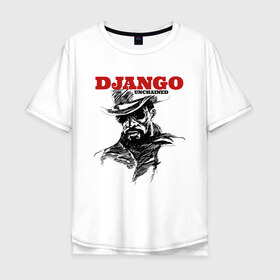 Мужская футболка хлопок Oversize с принтом Django в Тюмени, 100% хлопок | свободный крой, круглый ворот, “спинка” длиннее передней части | Тематика изображения на принте: django | tarantino | джанго | джанго освобожденный | тарантино