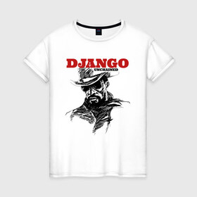 Женская футболка хлопок с принтом Django в Тюмени, 100% хлопок | прямой крой, круглый вырез горловины, длина до линии бедер, слегка спущенное плечо | django | tarantino | джанго | джанго освобожденный | тарантино