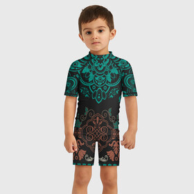 Детский купальный костюм 3D с принтом кружево в Тюмени, Полиэстер 85%, Спандекс 15% | застежка на молнии на спине | big picture | картинки | кружево | прикольные | текстуры | тренды | узоры | цветы