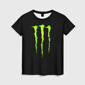 Женская футболка 3D с принтом MONSTER ENERGY в Тюмени, 100% полиэфир ( синтетическое хлопкоподобное полотно) | прямой крой, круглый вырез горловины, длина до линии бедер | black monster | bmx | claw | cybersport | energy | monster | monster energy | moto | motocross | race | sport | киберспорт | когти | монстер энерджи | монстр | мото | мотокросс | ралли | скейтбординг | спорт | т | энергия