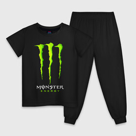 Детская пижама хлопок с принтом MONSTER ENERGY в Тюмени, 100% хлопок |  брюки и футболка прямого кроя, без карманов, на брюках мягкая резинка на поясе и по низу штанин
 | Тематика изображения на принте: black monster | bmx | claw | cybersport | energy | monster | monster energy | moto | motocross | race | sport | киберспорт | когти | монстер энерджи | монстр | мото | мотокросс | ралли | скейтбординг | спорт | т | энергия