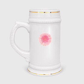 Кружка пивная с принтом Розовый пион в Тюмени,  керамика (Материал выдерживает высокую температуру, стоит избегать резкого перепада температур) |  объем 630 мл | Тематика изображения на принте: 